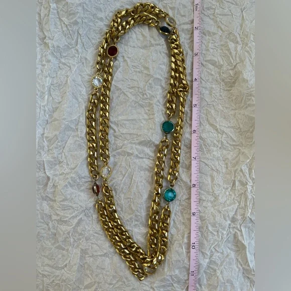 Vintage Chain Bezel Necklace YSL Style.